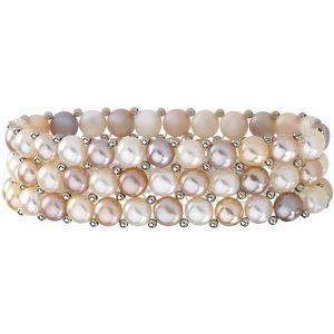 Freshwater Cultured Natural Multi-Colored Pearl 3 Row Stretch Bracelet