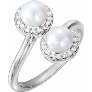 Freshwater Cultured Pearl & 1/6 CTW Diamond Ring