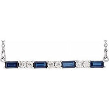 Load image into Gallery viewer, Blue Sapphire &amp; 1/5 CTW Diamond Bar 16-18&quot; Necklace
