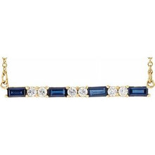 Load image into Gallery viewer, Blue Sapphire &amp; 1/5 CTW Diamond Bar 16-18&quot; Necklace
