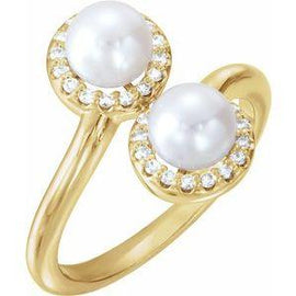 Freshwater Cultured Pearl & 1/6 CTW Diamond Ring