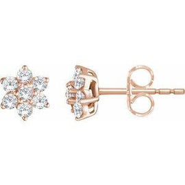 3/8 CTW Diamond Flower Earrings