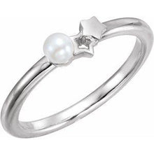 Load image into Gallery viewer, Freshwater Cultured Pearl Youth Double Star Ring
