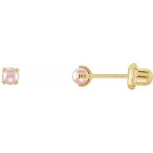 Imitation Pink Pearl Piercing Earrings