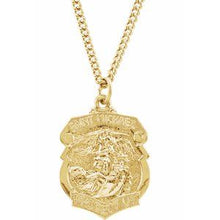 Load image into Gallery viewer, 24K Gold Plated 28.6x20.87 mm St. Michael 24&quot; Necklace
