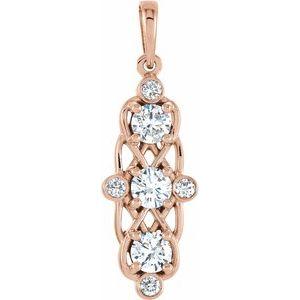 1/2 CTW Diamond Accented Three-Stone Pendant