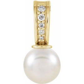 Freshwater Cultured Pearl & .03 CTW Diamond Pendant