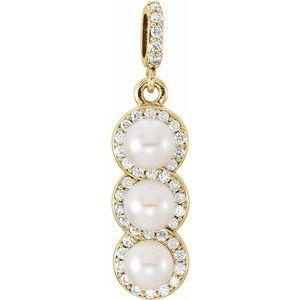 Freshwater Cultured Pearl & 1/5 CTW Diamond Halo-Style Pendant