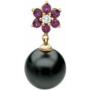 .06 CTW Diamond, Rhodolite Garnet & Tahitian Pearl Pendant