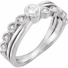 Load image into Gallery viewer, 3.5 mm Round Forever One™ Moissanite &amp; .05 CTW Diamond Ring
