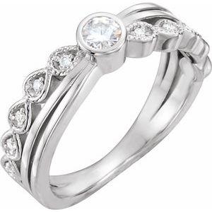 3.5 mm Round Forever One™ Moissanite & .05 CTW Diamond Ring