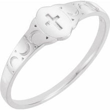 Load image into Gallery viewer, 5x3 mm Oval Youth Cross Signet Ring
