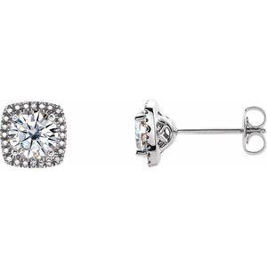 6 mm Round Forever One™ Moissanite & .015 CTW Diamond Earrings