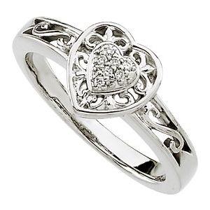 Diamond Heart Filigree Ring