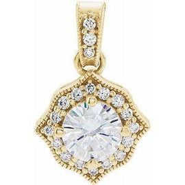 Forever One™ Moissanite & 1/6 CTW Diamond Pendant