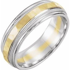 6 mm Flat Edge Band with Milgrain & Hammer Finish