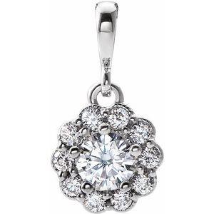 Forever One™ Moissanite & 1/6 CTW Diamond Pendant