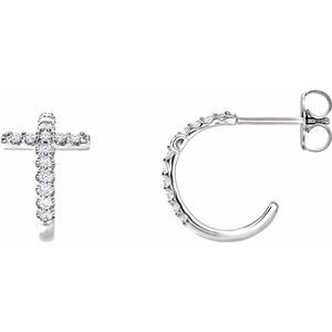 1/4 CTW Diamond Cross Hoop Earrings