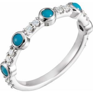 Cabochon Turquoise & 1/5 CTW Diamond Ring