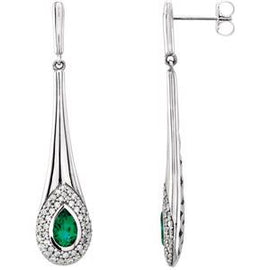 Chatham® Lab-Created Emerald & 1/2 CTW Diamond Earrings
