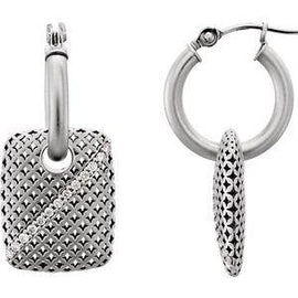 1/4 CTW Diamond Pierced Rectangular Hoop Earrings