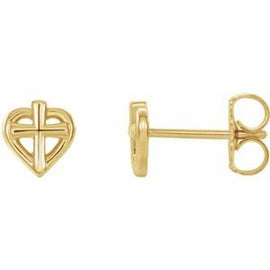 Cross with Heart Youth Earrings
