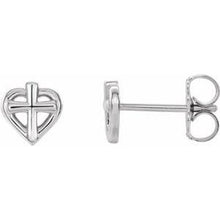 Load image into Gallery viewer, Cross with Heart Youth Earrings
