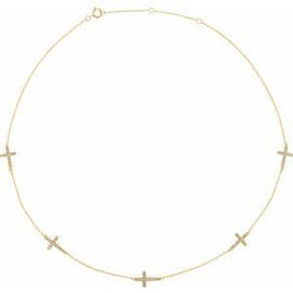 1/4 CTW Diamond 3-Station Cross Adjustable 16-18” Necklace