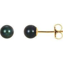 Load image into Gallery viewer, 14K Yellow 6 mm Cultured Black Akoya Pearl Earrings
