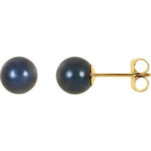 Load image into Gallery viewer, 14K Yellow 6 mm Cultured Black Akoya Pearl Earrings
