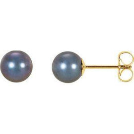 5.5-6 mm Black Freshwater Cultured Pearl Earrings