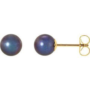 5.5-6 mm Black Freshwater Cultured Pearl Earrings
