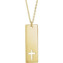 Load image into Gallery viewer, Pierced Cross Engravable Bar 16-18&quot; Necklace
