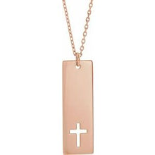 Load image into Gallery viewer, Pierced Cross Engravable Bar 16-18&quot; Necklace
