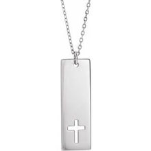 Load image into Gallery viewer, Pierced Cross Engravable Bar 16-18&quot; Necklace
