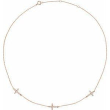 Load image into Gallery viewer, 1/4 CTW Diamond 3-Station Cross Adjustable 16-18” Necklace
