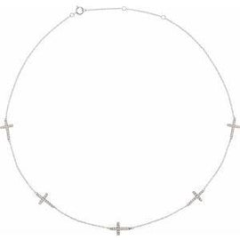 1/4 CTW Diamond 3-Station Cross Adjustable 16-18” Necklace