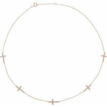Load image into Gallery viewer, 1/4 CTW Diamond 3-Station Cross Adjustable 16-18” Necklace
