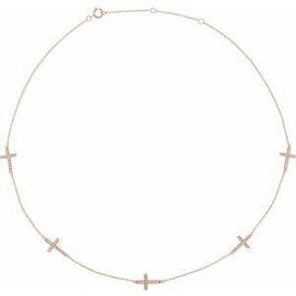 1/4 CTW Diamond 3-Station Cross Adjustable 16-18” Necklace