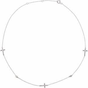 1/10 CTW Diamond 5-Station Cross Adjustable 16-18” Necklace