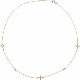 1/10 CTW Diamond 5-Station Cross Adjustable 16-18” Necklace
