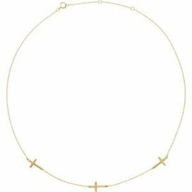 3-Station Cross Adjustable 16-18” Necklace