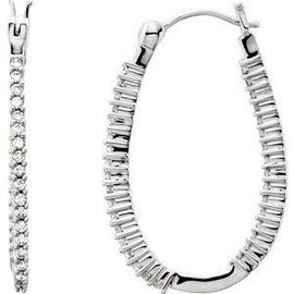 1 CTW Diamond Inside-Outside Oval Hoop Earrings
