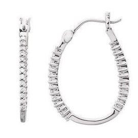 1 CTW Diamond Inside-Outside Oval Hoop Earrings