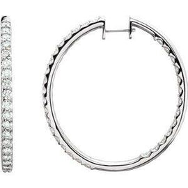 3 CTW Diamond Inside-Outside Hinged 35.3 mm Hoop Earrings