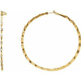 1 1/5 CTW Diamond Inside-Outside 50.5 mm Hoop Earrings