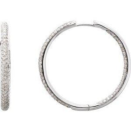 1 CTW Diamond Inside-Outside Hinged 24 mm Hoop Earrings