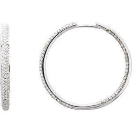 1 CTW Diamond Inside-Outside Hinged 24 mm Hoop Earrings
