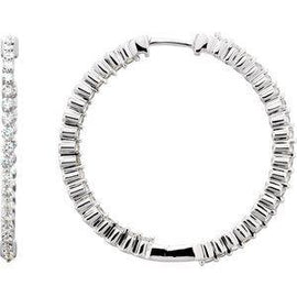 1 CTW Diamond Inside-Outside Hinged 32.5 mm Hoop Earrings