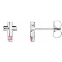 Load image into Gallery viewer, Mozambique Garnet Cross Earrings
